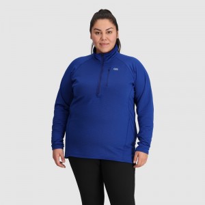 Outdoor Research Vigor Grid Half Zip-Plus Fleece Damen Blau | Österreich-790MRDZCT