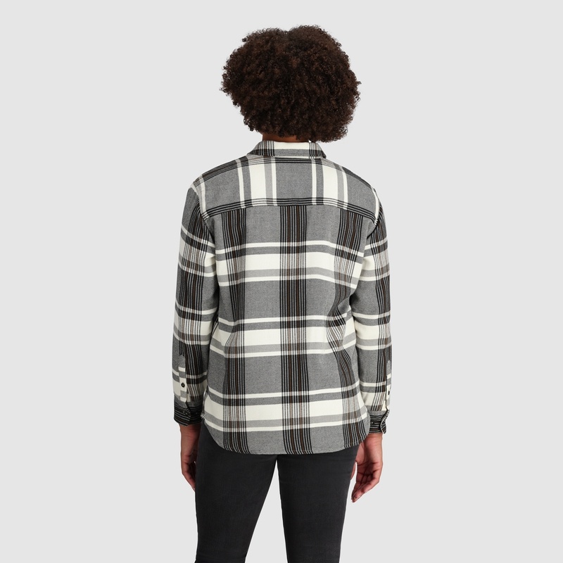 Outdoor Research Feedback Flannel Twill Hemd Damen Schwarz Weiß | Österreich-261DJMGSV