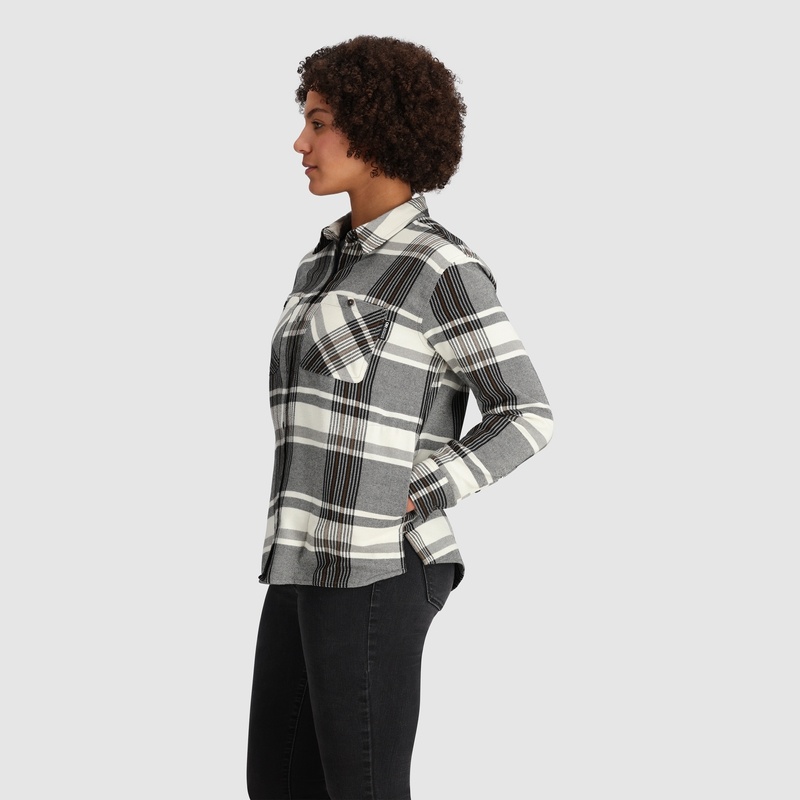 Outdoor Research Feedback Flannel Twill Hemd Damen Schwarz Weiß | Österreich-261DJMGSV