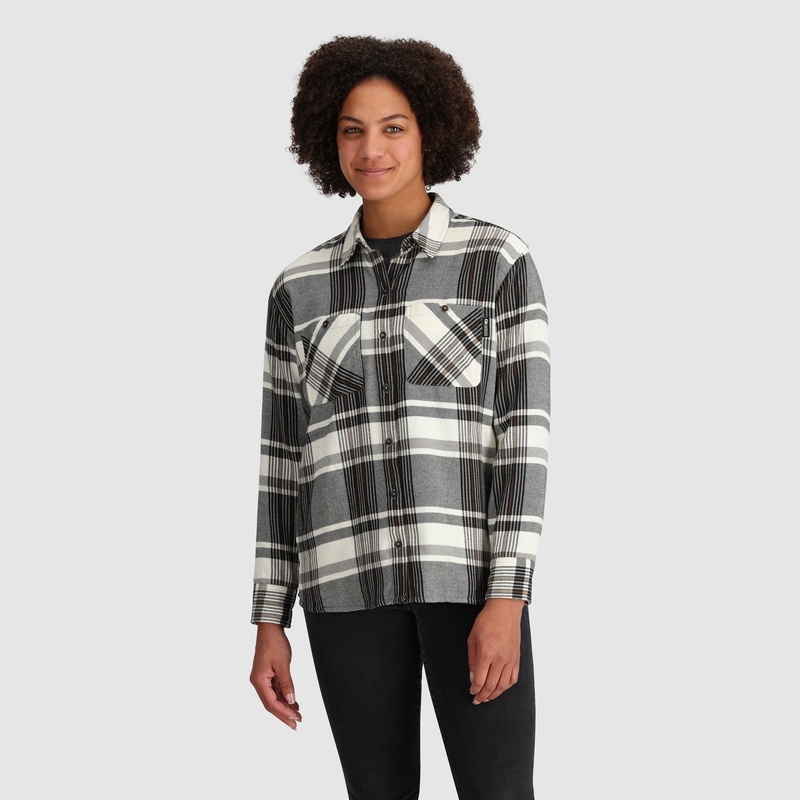 Outdoor Research Feedback Flannel Twill Hemd Damen Schwarz Weiß | Österreich-261DJMGSV