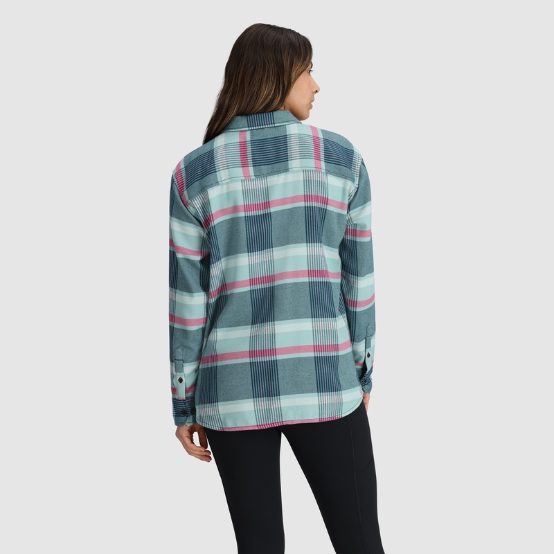 Outdoor Research Feedback Flannel Twill Hemd Damen Grün Rot | Österreich-348STODWP