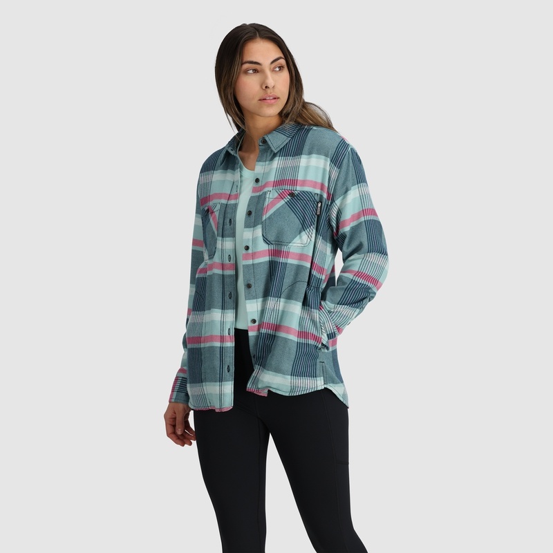 Outdoor Research Feedback Flannel Twill Hemd Damen Grün Rot | Österreich-348STODWP