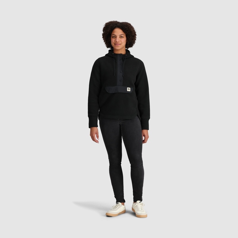 Outdoor Research Grayland Fleece Pullover Hoodie Damen Schwarz | Österreich-241NFTQCH