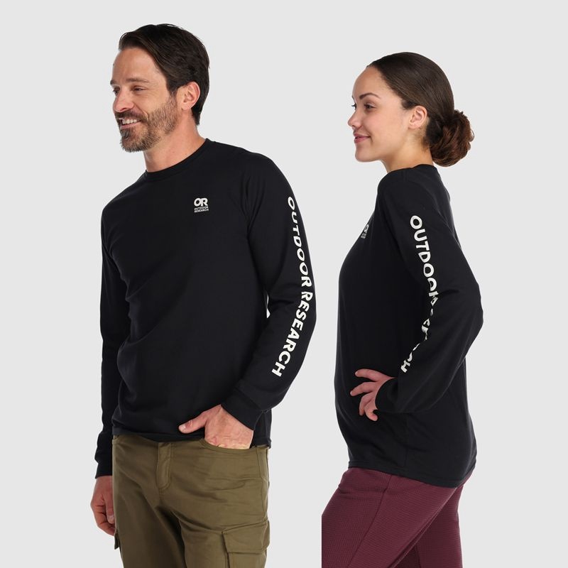 Outdoor Research OR Lockup Chest Logo Long Sleeve T-shirts Damen Schwarz Weiß | Österreich-153WFLAQI