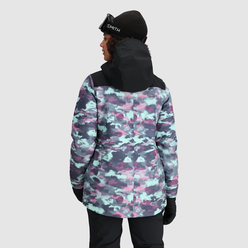 Outdoor Research Snowcrew Skijacke Damen Helltürkis Camouflage | Österreich-032OYRALH